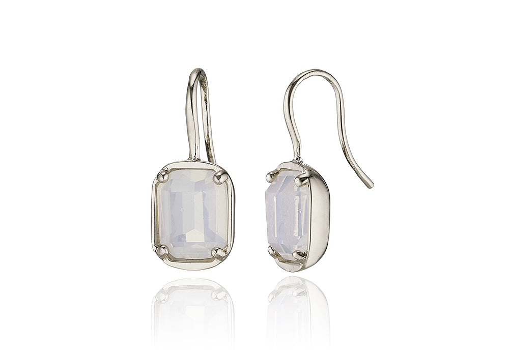 925 silver white square bead hook earrings_KWAJE543