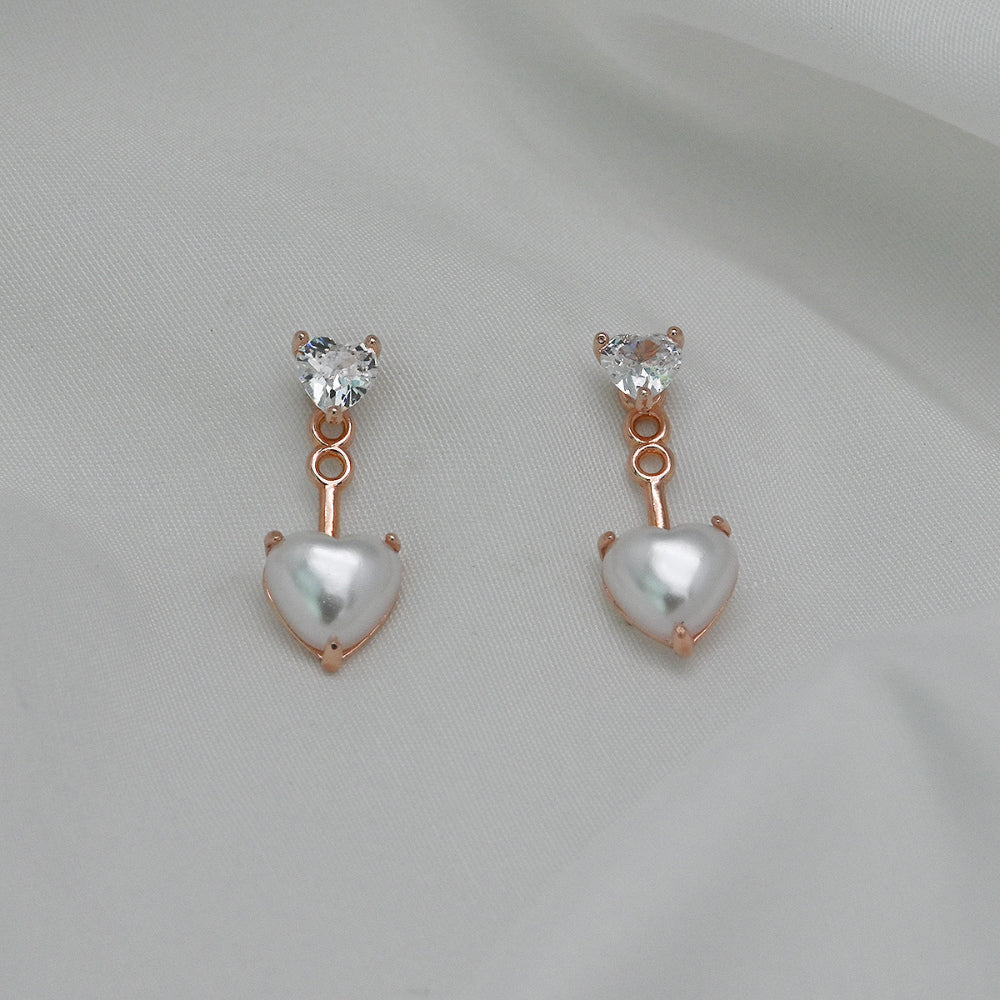 925 silver heart heart two-way earrings_KWAJE533