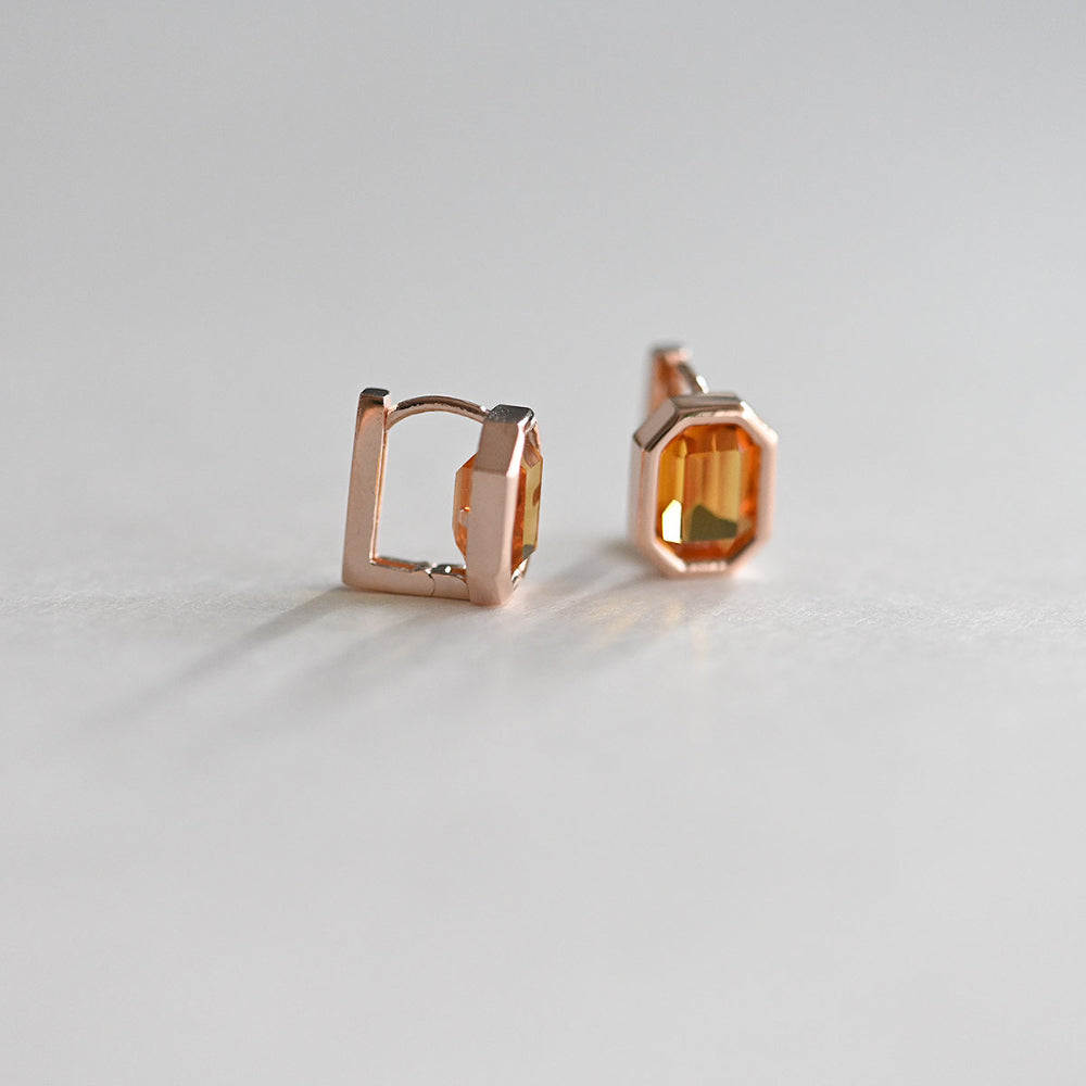 925 Silver Square Bezel-Topaz One Touch Earrings_KWAJE364