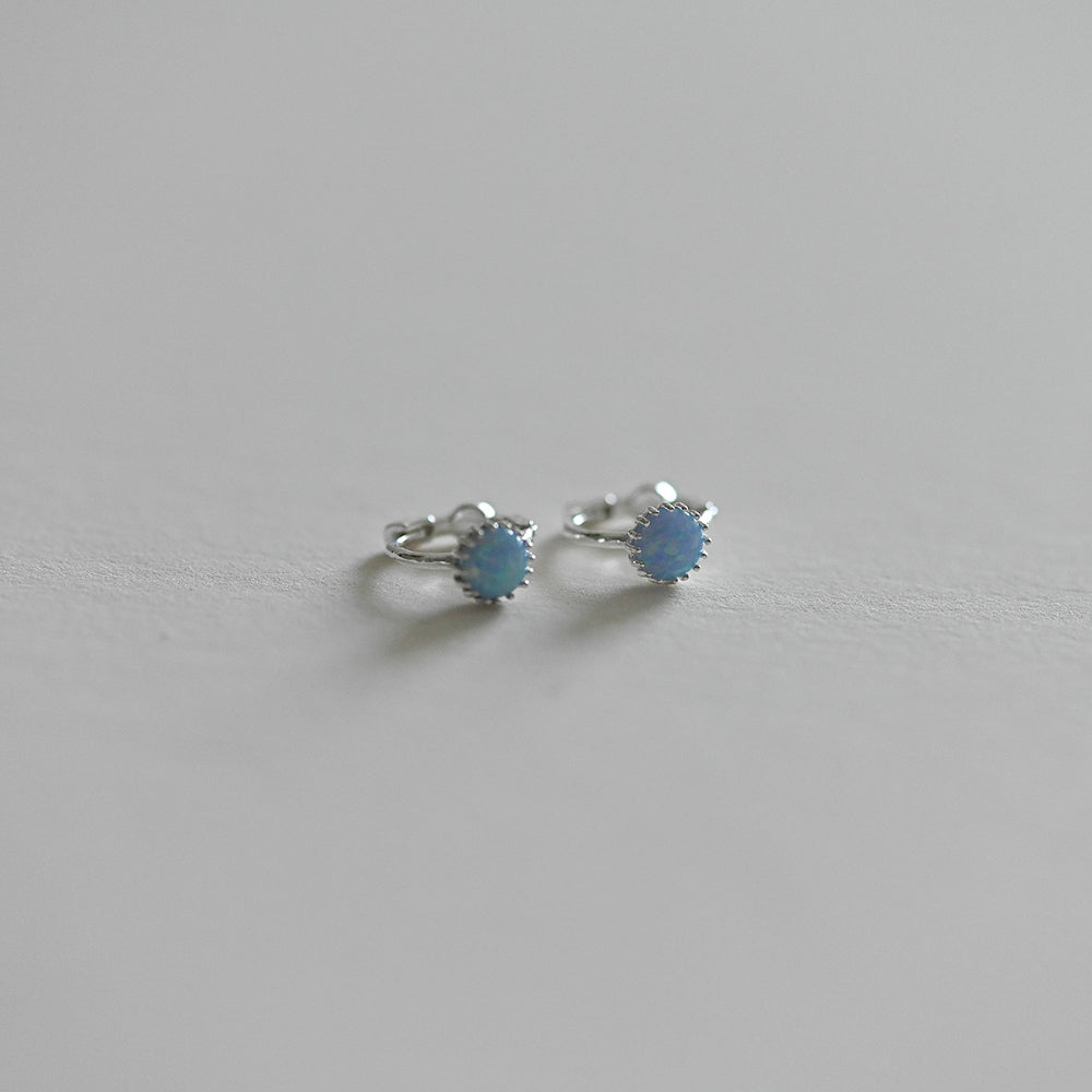 925 Silver Blue Opal One Touch Earrings_KWAJE222