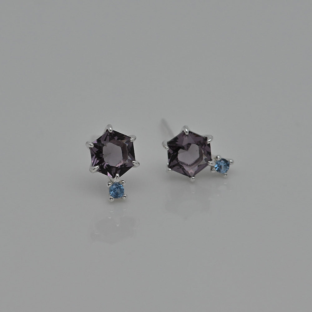 925 Silver Hexagon Cubic-Violet Earrings_KWAJE535