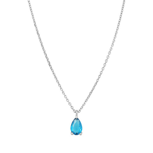 925 Silver Blue Water Drop Necklace_KWAJE207