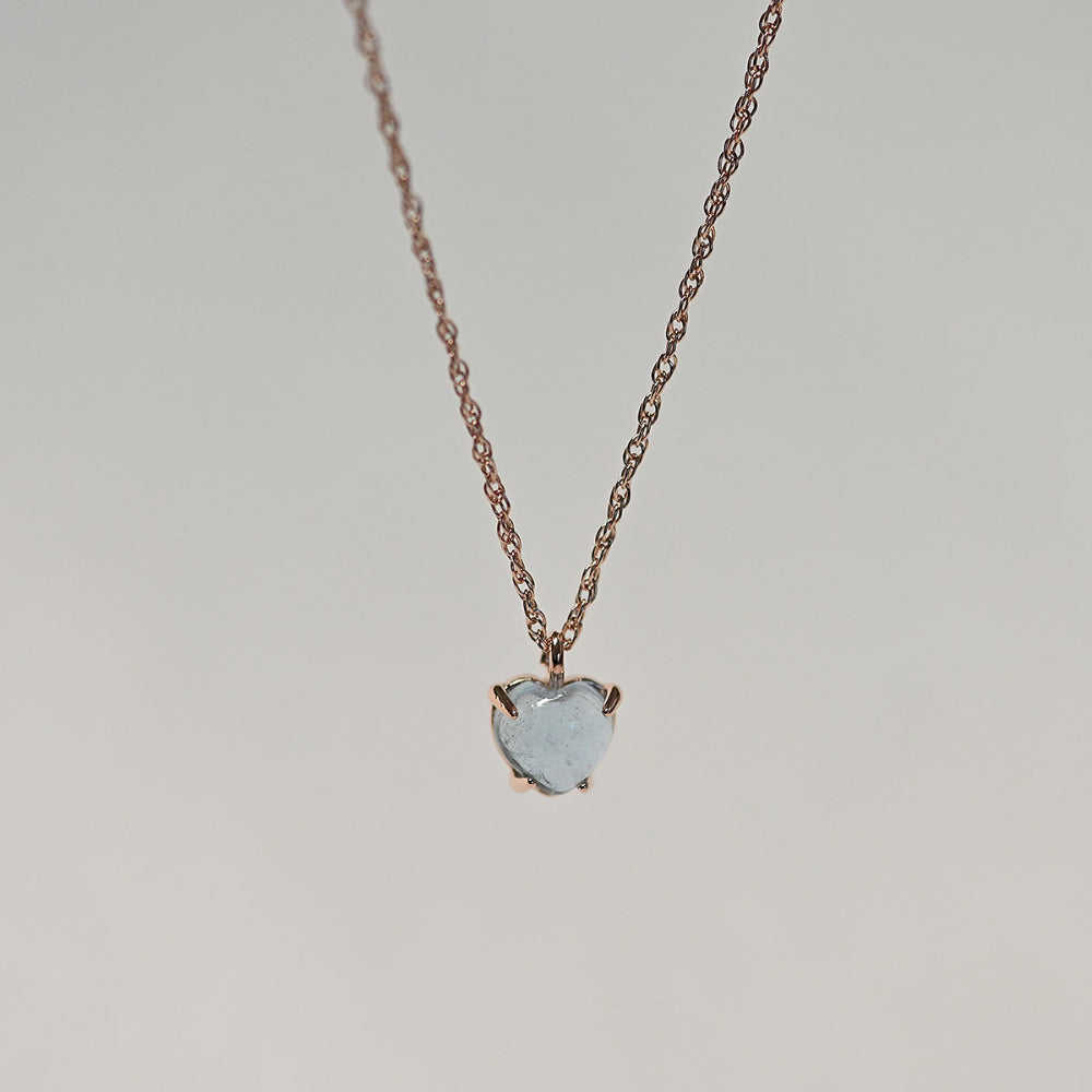 925 Silver Heart Aqua Natural Stone Rope Chain Necklace_KWAJE426