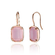 925 silver pink square bead hook earrings_KWAJE539