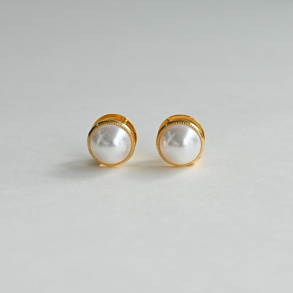 925 silver half-pearl one-touch earrings_KWAJE239