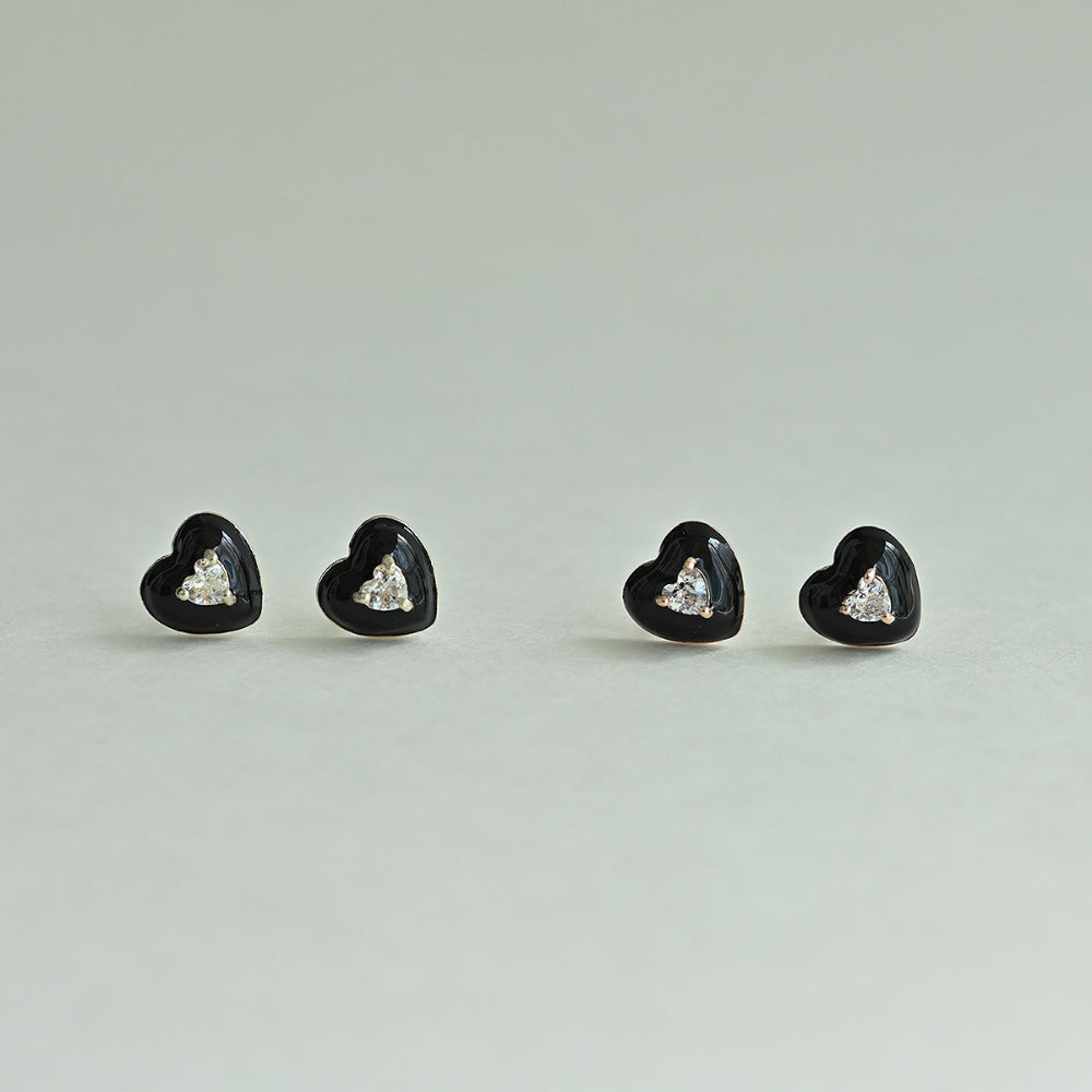 925 silver heart cubic epoxy stud earrings_KWAJE505