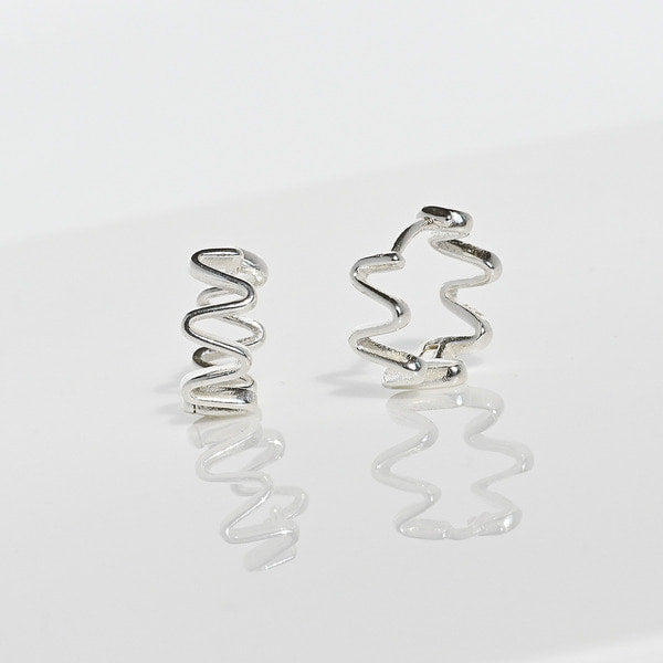 925 silver curly ring one-touch earrings_KWAJE230