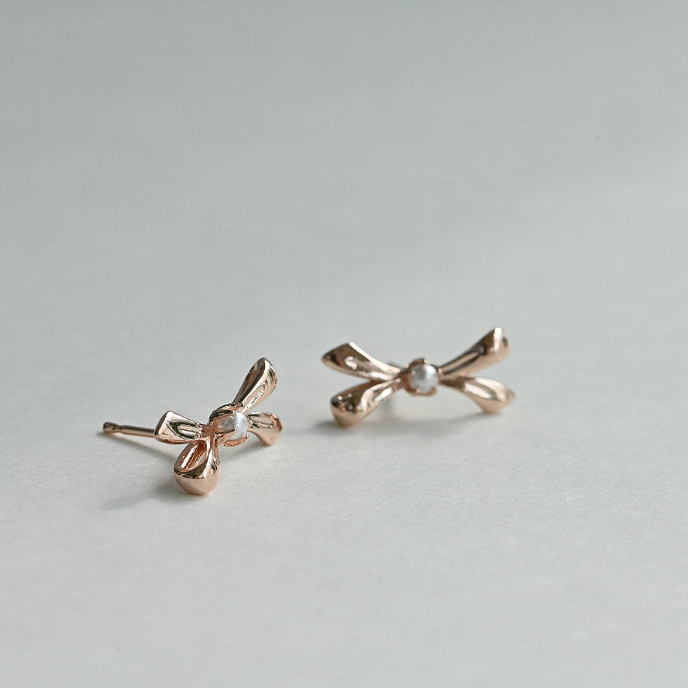 925 silver ribbon stud earrings_KWAJE171