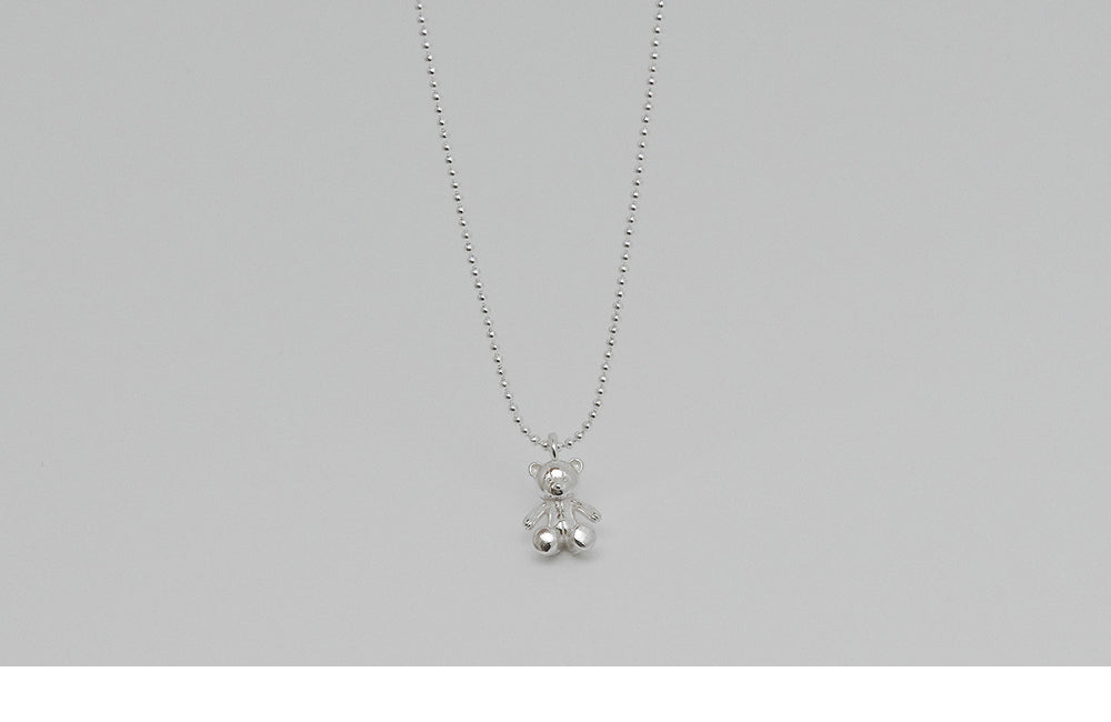 925 silver little bear ball chain necklace_KWAJE447