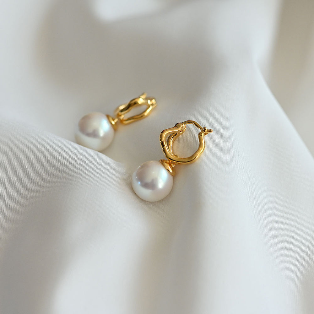 925 silver pearl rattle one touch earrings_KWAJE347