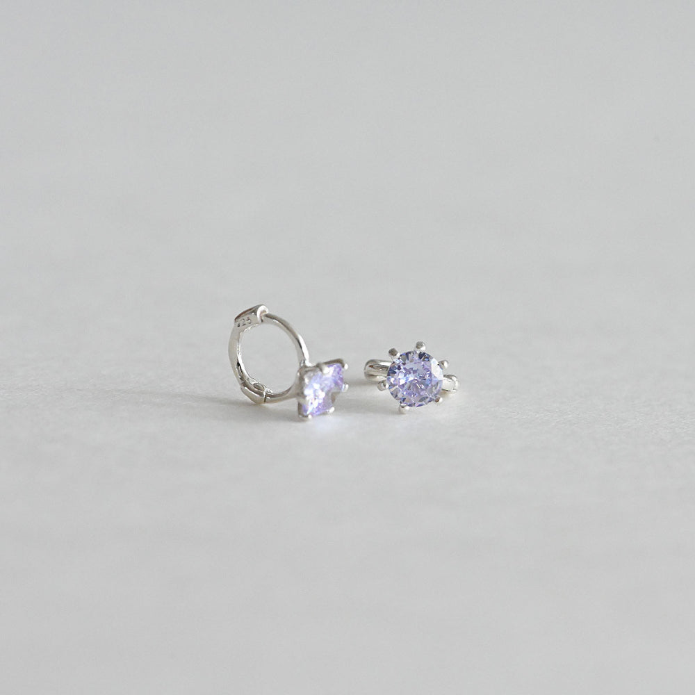 925 Silver Purple Mini One Touch Earrings_KWAJE352