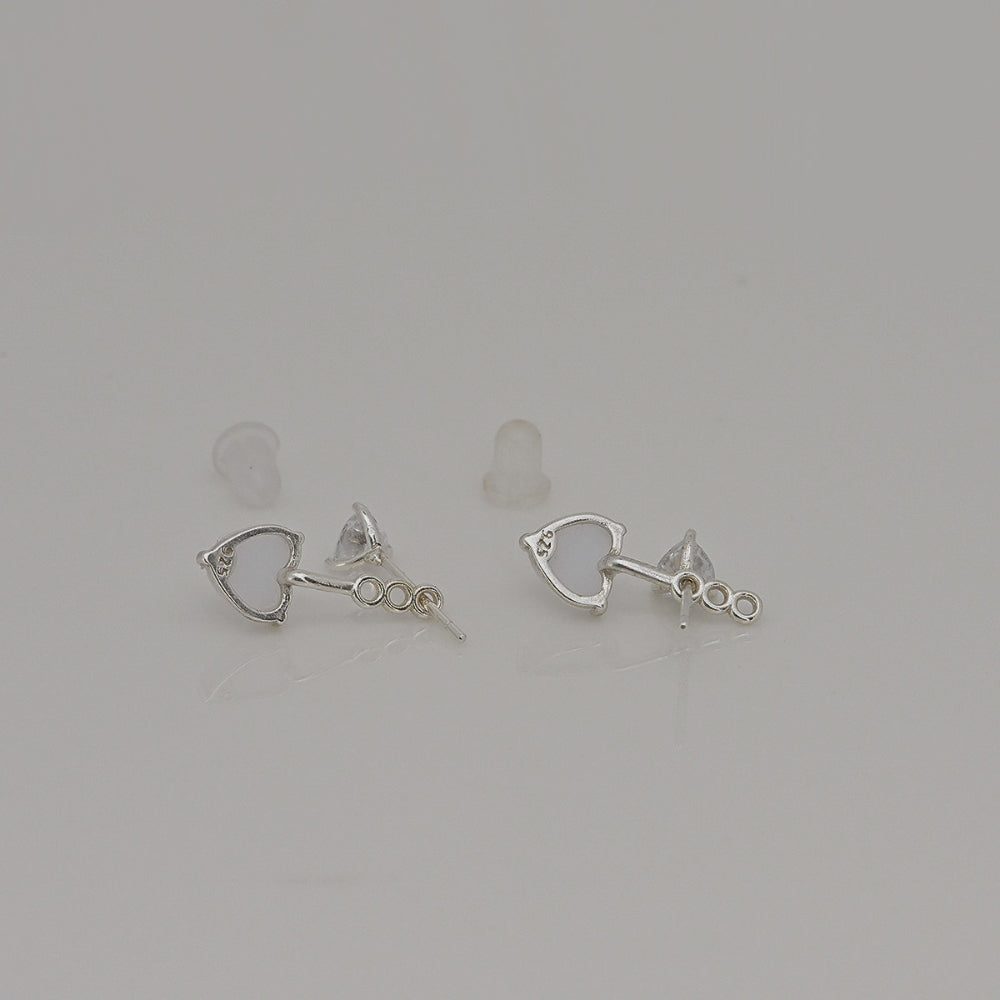 925 silver heart heart two-way earrings_KWAJE533