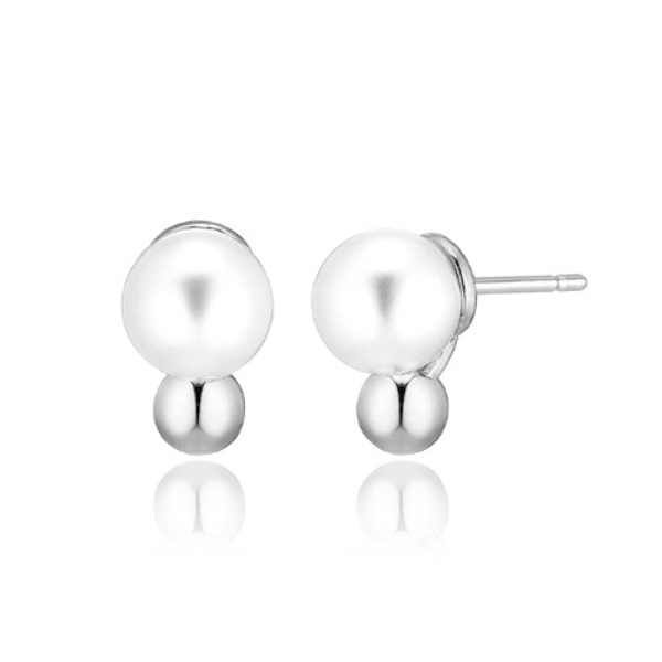 925 silver pearl silver ball earrings_KWAJE521