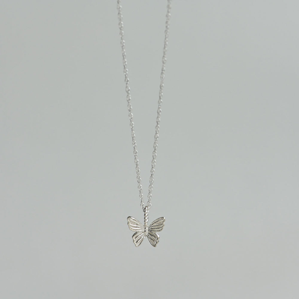 925 Silver Butterfly Singapore Chain Necklace_KWAJE209