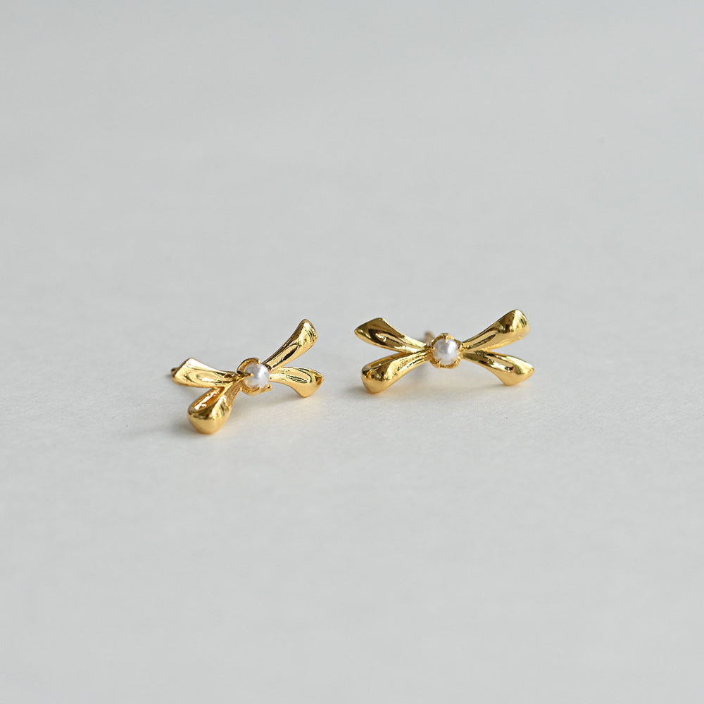 925 silver ribbon stud earrings_KWAJE171