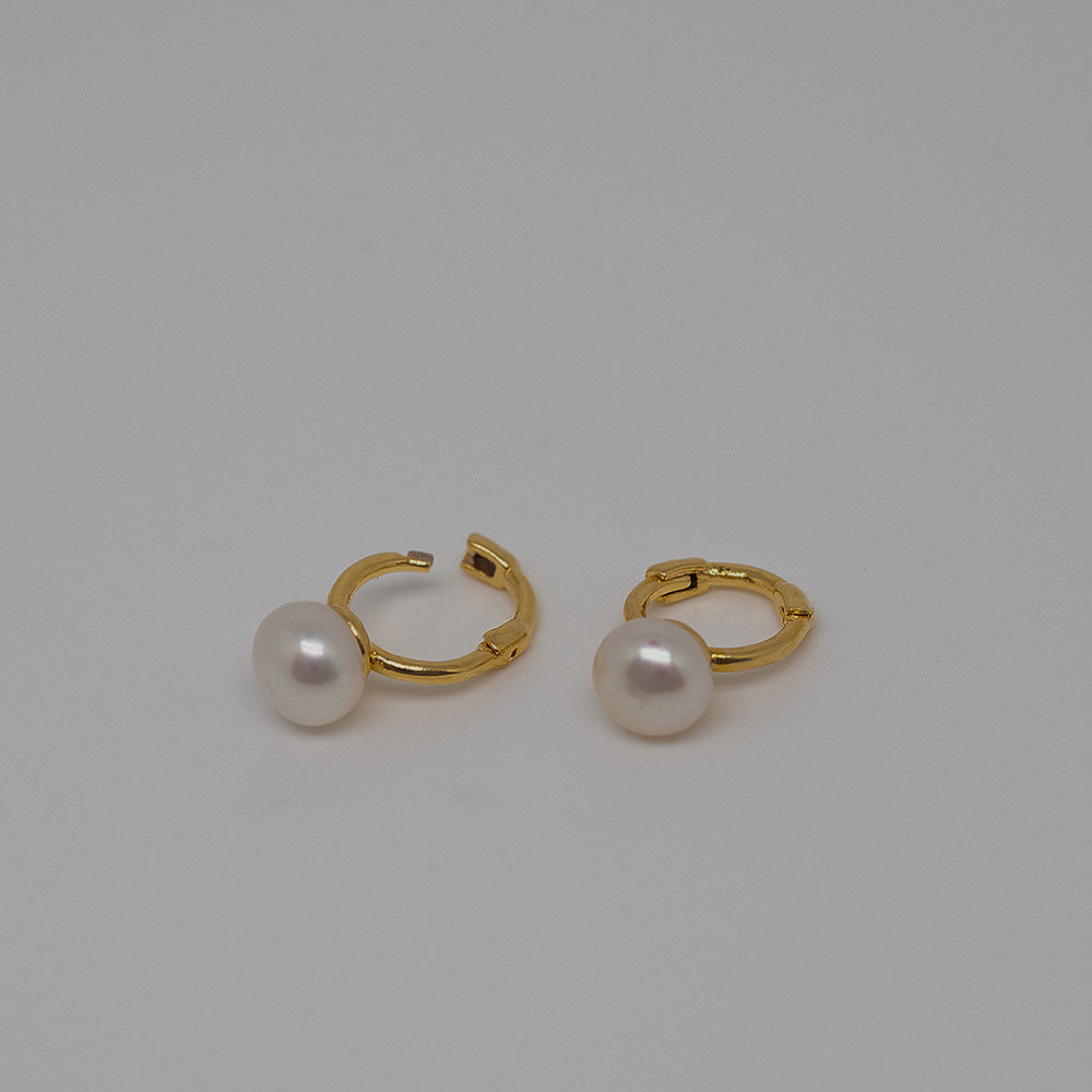 925 silver freshwater pearl mini one-touch earrings_KWAJE234