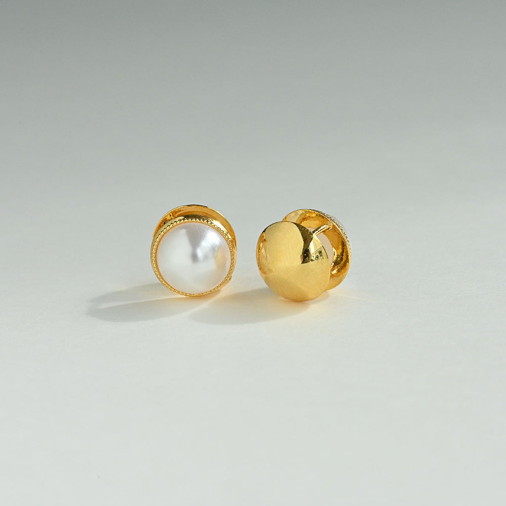 925 silver half-pearl one-touch earrings_KWAJE239