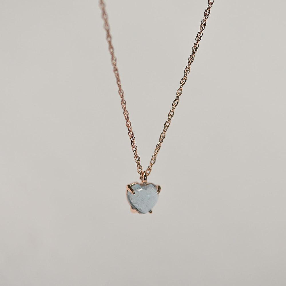 925 Silver Heart Aqua Natural Stone Rope Chain Necklace_KWAJE426