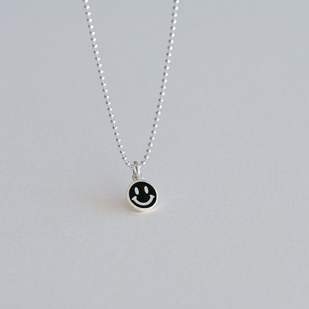 925 Silver Color Epoch Smile Ball Chain Necklace_KWAJE215