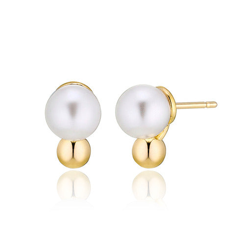 925 silver pearl silver ball earrings_KWAJE521