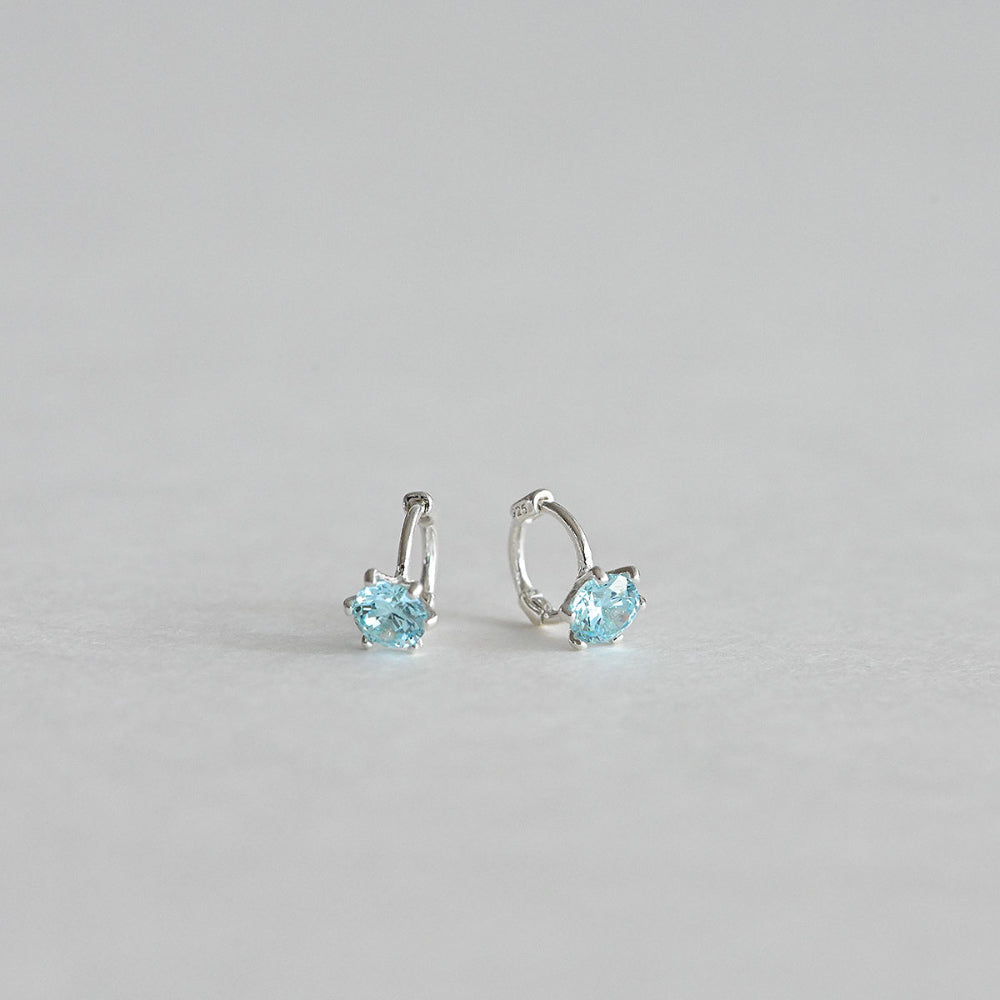 925 Silver Blue Mini One Touch Earrings_KWAJE221