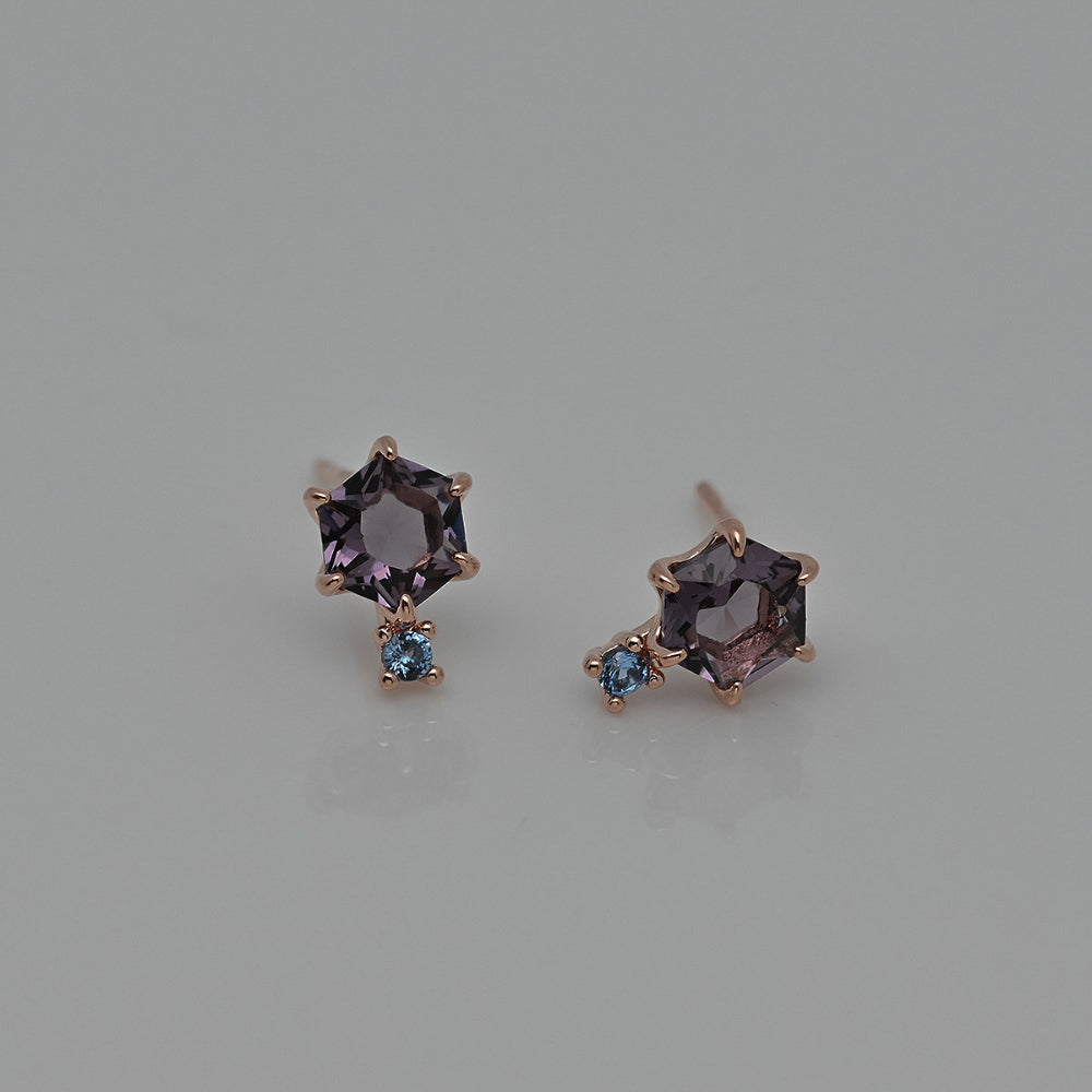 925 Silver Hexagon Cubic-Violet Earrings_KWAJE535