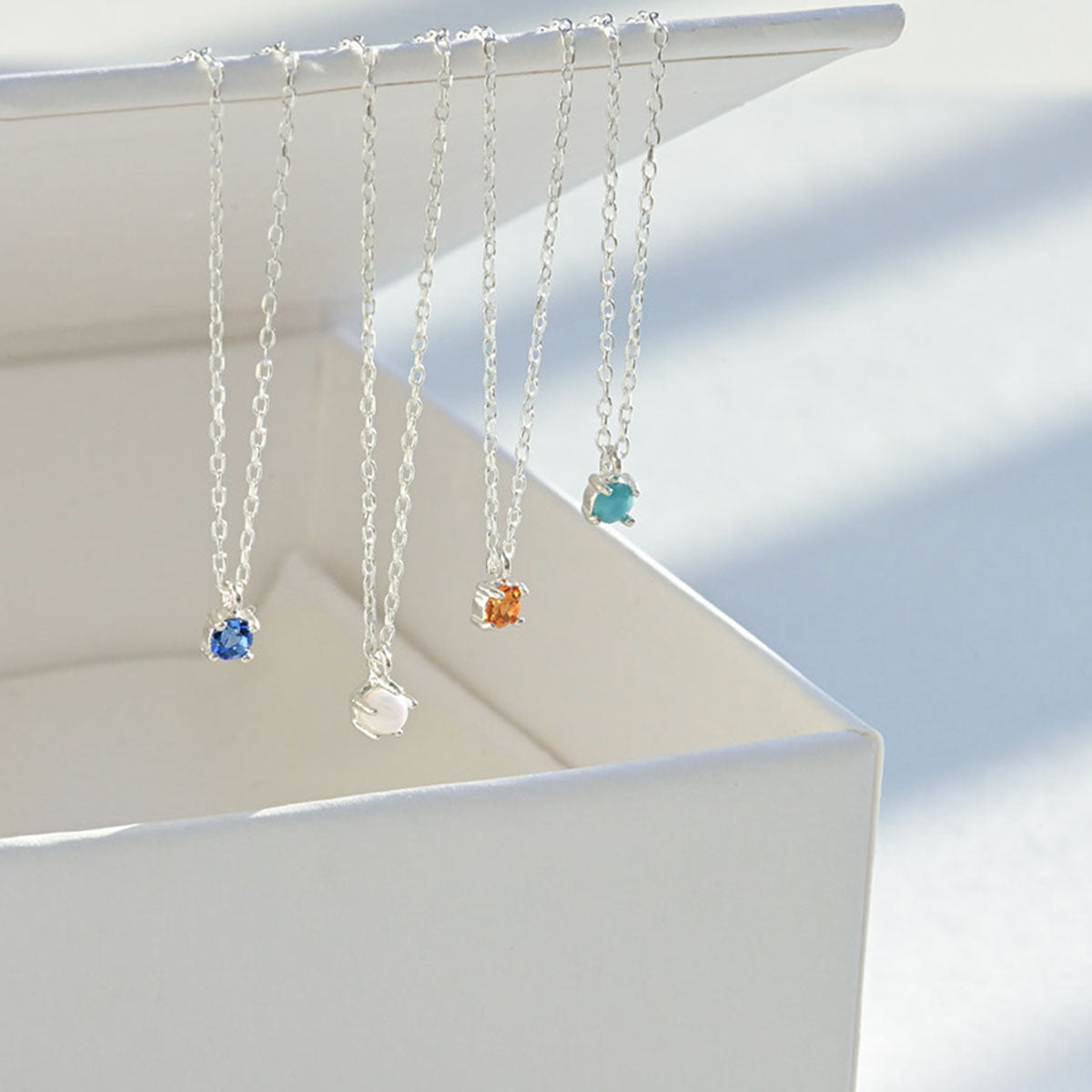 925 Silver Birthstone Necklace_KWAJE158