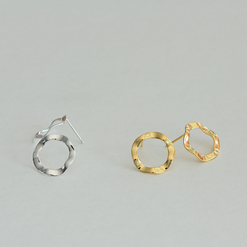 925 silver wave donut stud earrings_KWAJE490