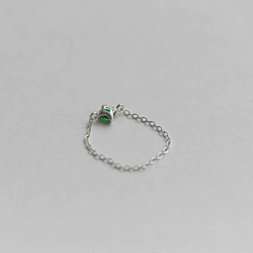 925 Silver Square Green Chain Ring_KWAJE060