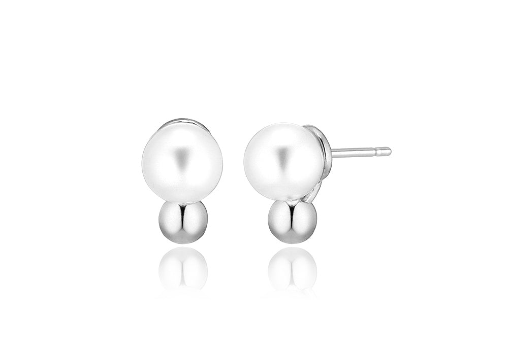 925 silver pearl silver ball earrings_KWAJE521