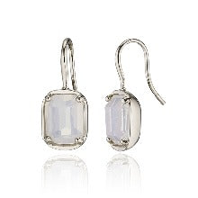 925 silver white square bead hook earrings_KWAJE543