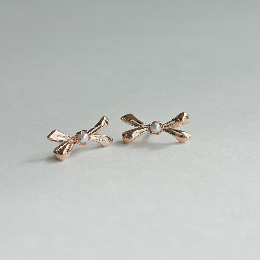 925 silver ribbon stud earrings_KWAJE171