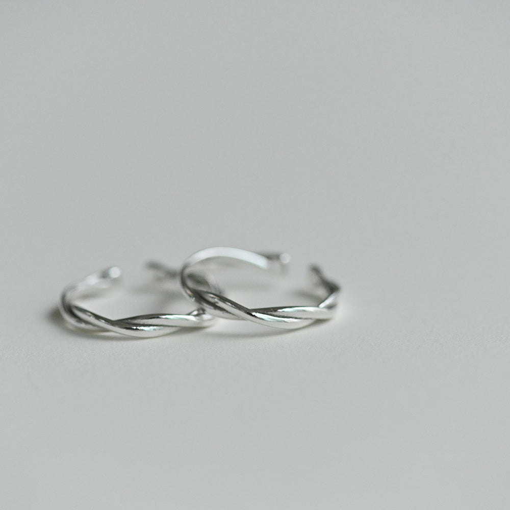 925 silver flat twist open ring (large)_KWAJE026