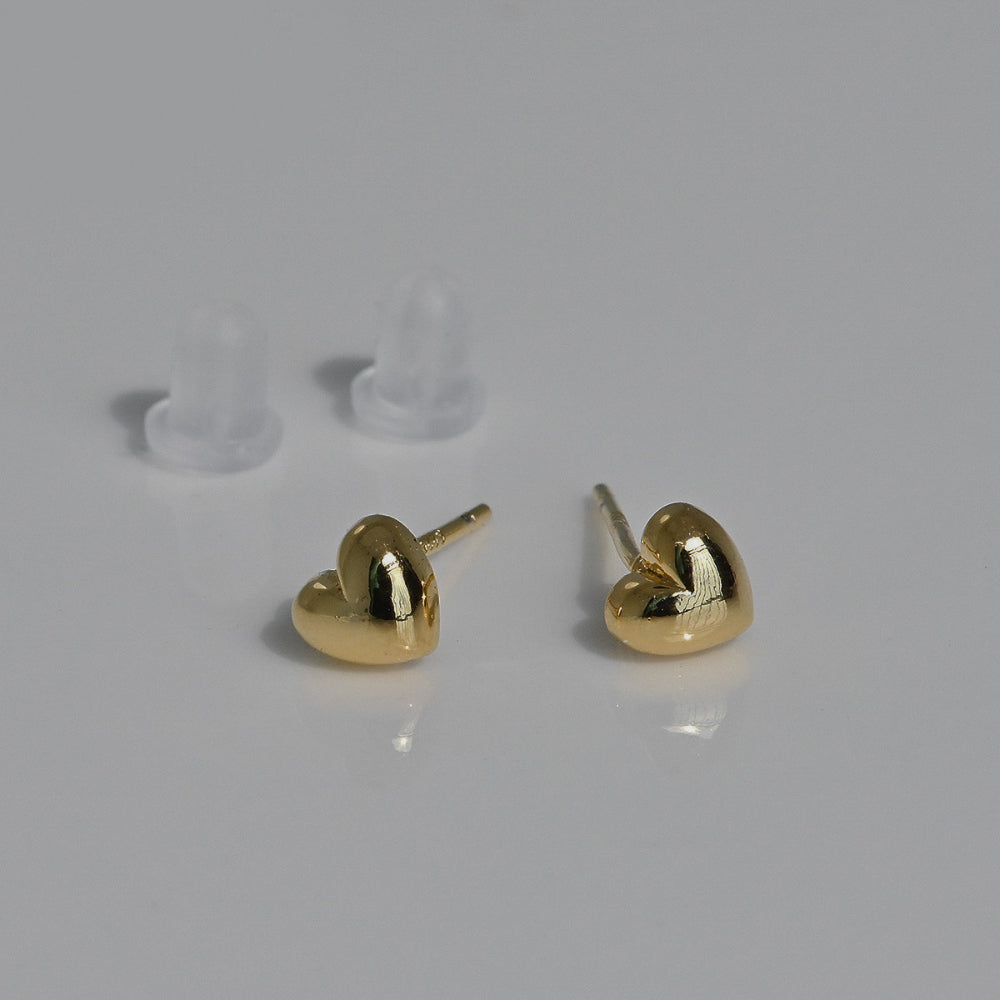 925 silver mini chubby heart stud earrings_KWAJE479