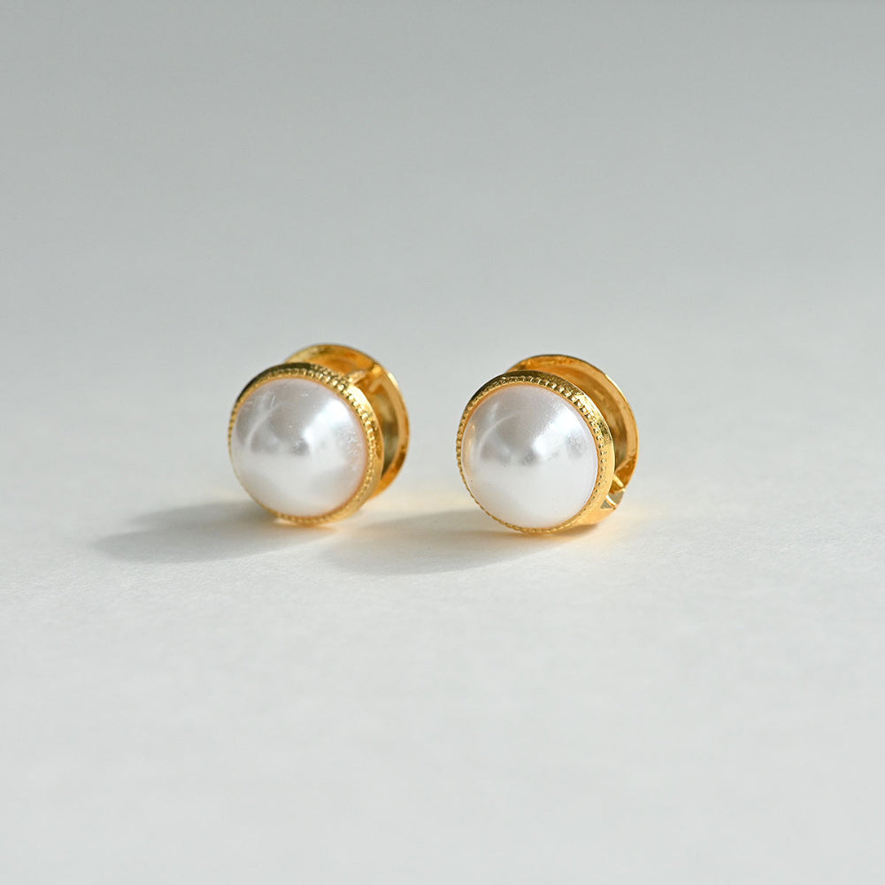 925 silver half-pearl one-touch earrings_KWAJE239