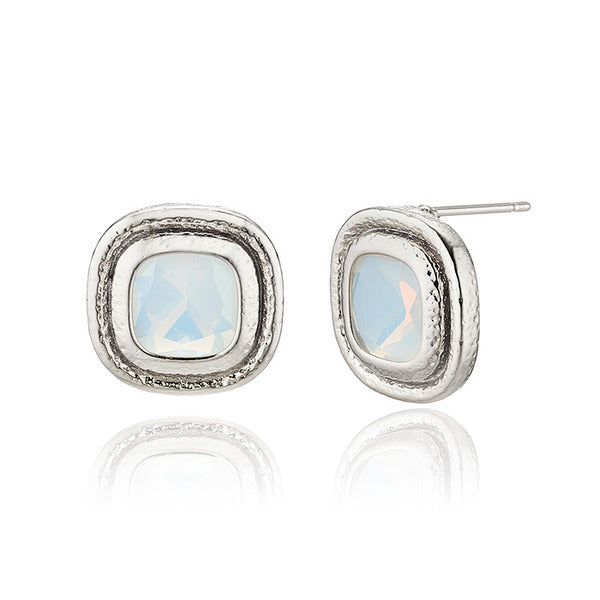 925 silver round and square earrings_KWAJE512