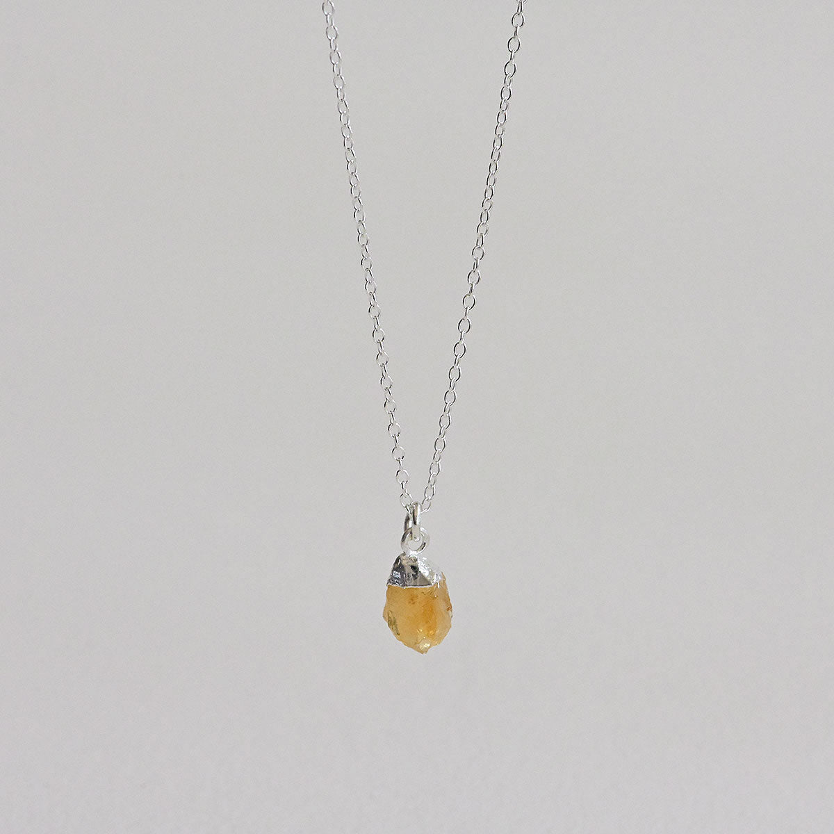 925 Silver Citrine Rough Gemstone Necklace_KWAJE397