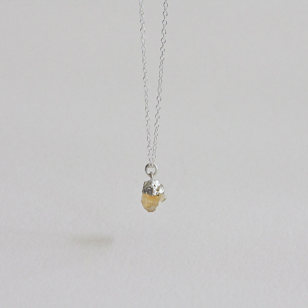 925 Silver Citrine Rough Gemstone Necklace_KWAJE397