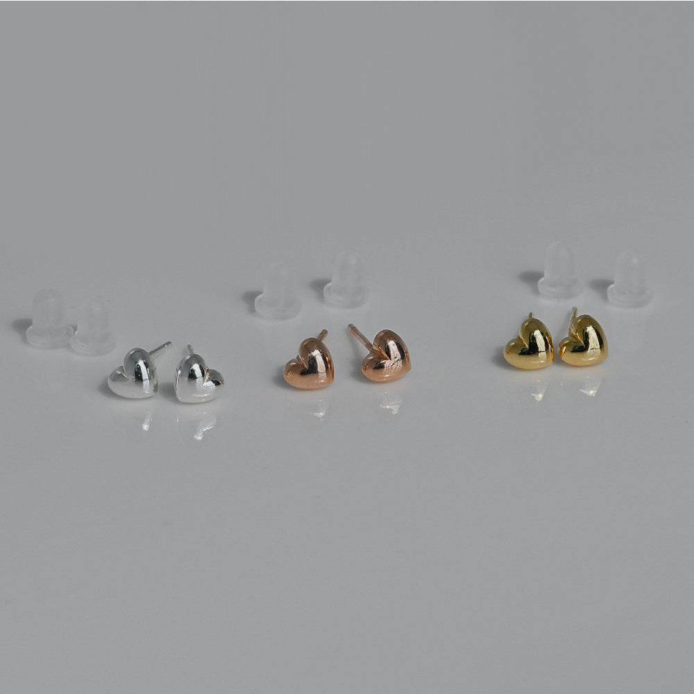 925 silver mini chubby heart stud earrings_KWAJE479