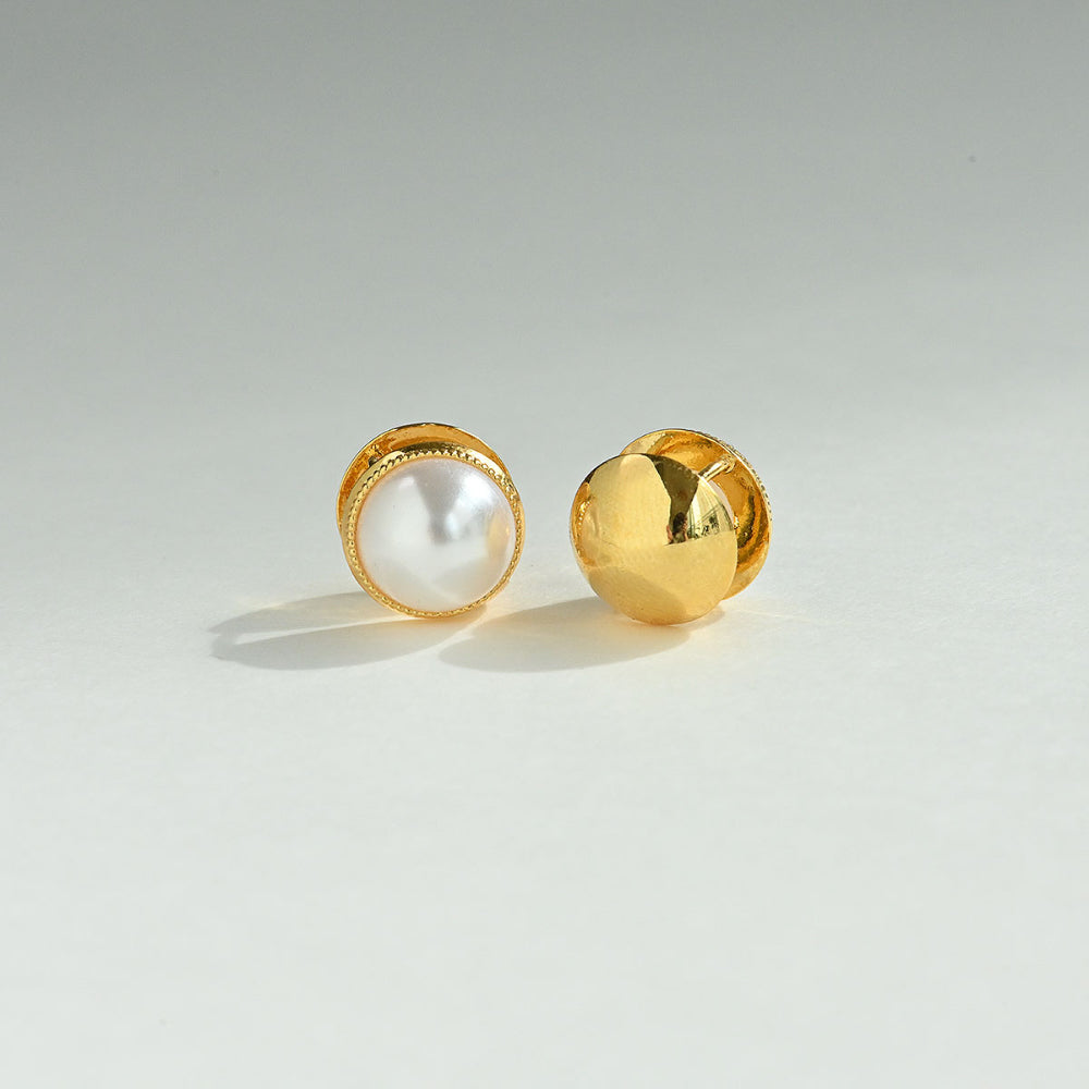 925 silver half-pearl one-touch earrings_KWAJE239