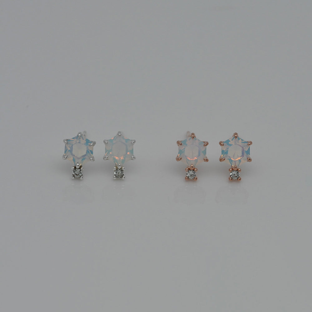 925 Silver Hexagon Cubic-Opal Earrings_KWAJE534